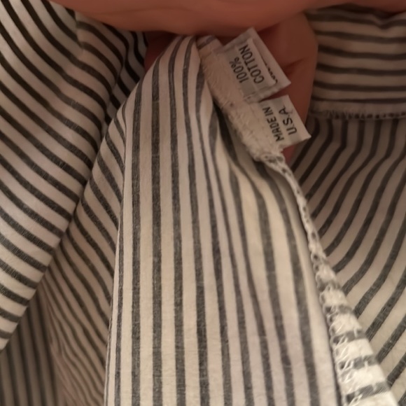 Planet by Lauren G Mixed Stripe Button Down Tunic Shirt with Pockets Sz2 Large - Picture 6 of 11